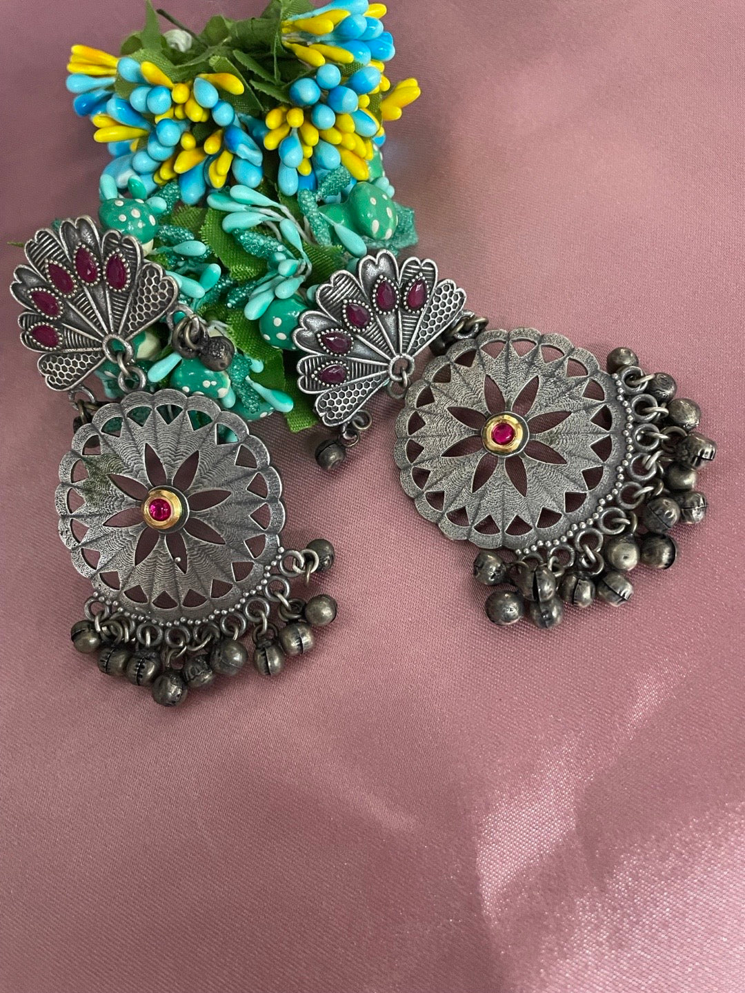 Green Cut-Stone Floral Crown Stud Earrings – Silver Throne - 925 Silver  Jewellery
